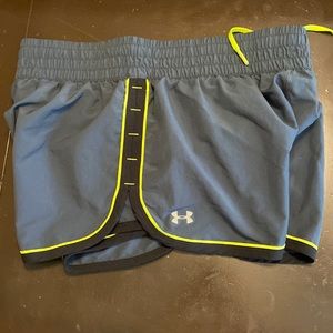 Gray with neon athletic shorts